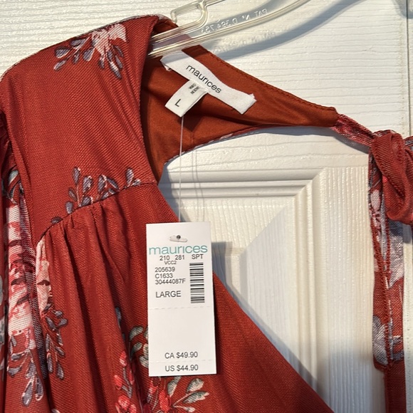 NWT Maurices Mirablis Dress - Rust - Size: Large - Picture 3 of 6